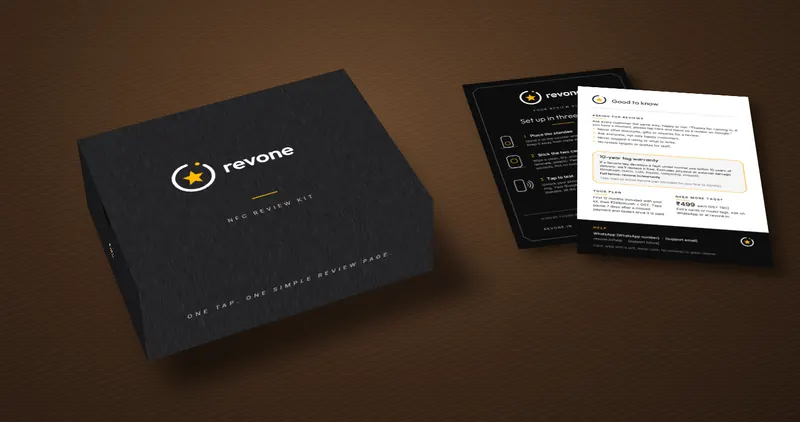 The black Revone kit box with its setup and good-to-know insert cards.